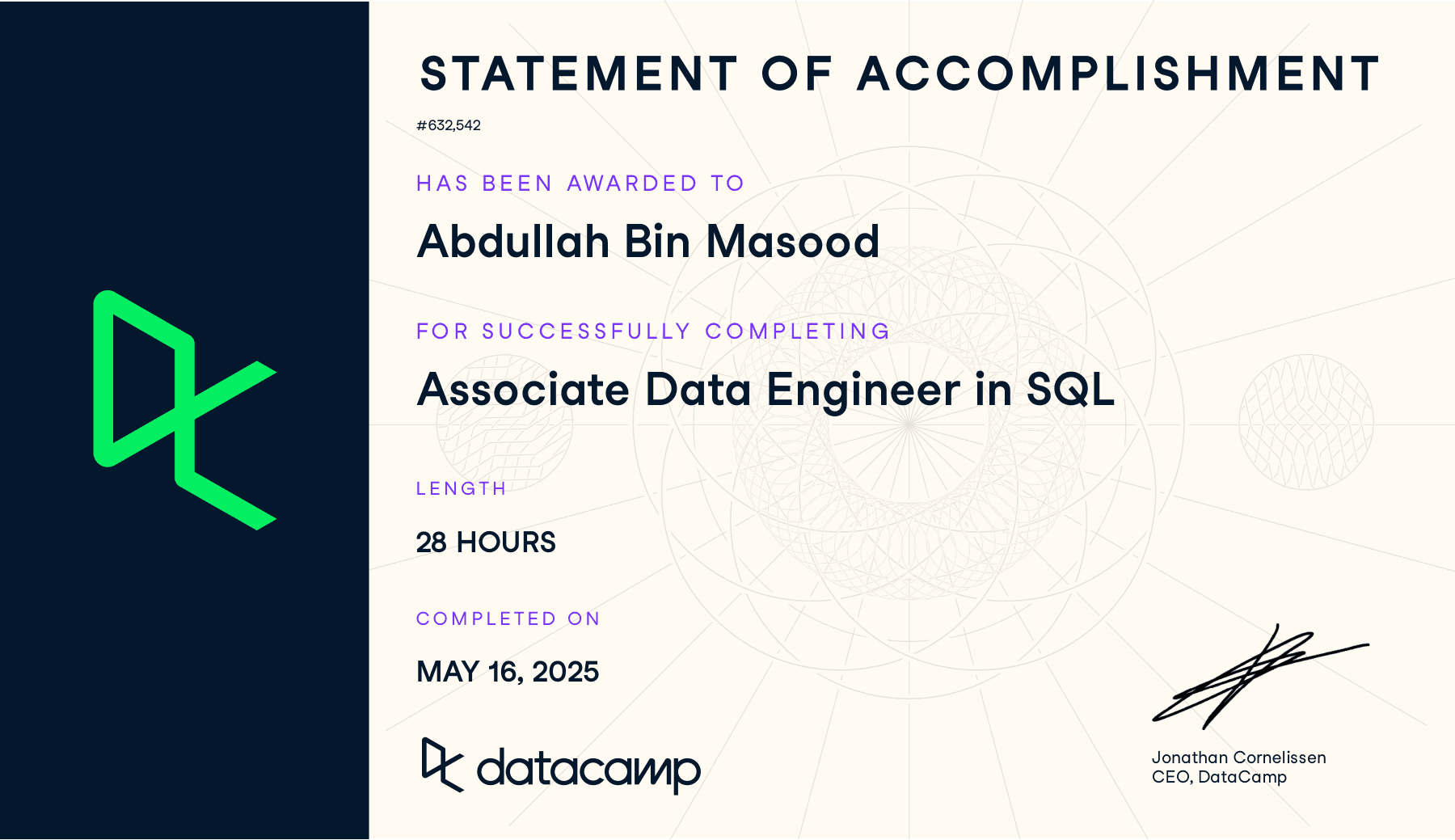 Associate Data Engineer in SQL Certificate