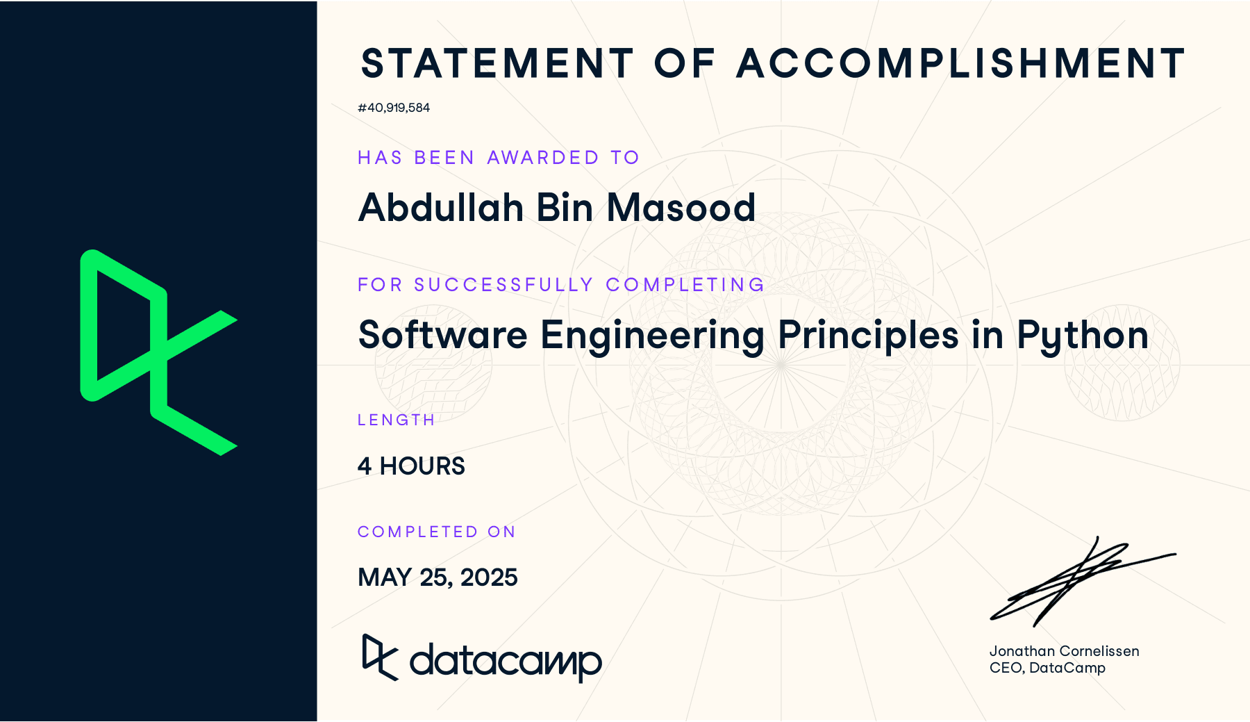 Software Engineering Principles in Python Certificate